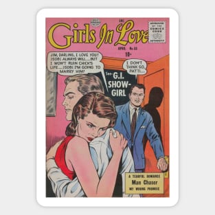 Vintage Romance Comic Book Cover - Girls In Love Sticker